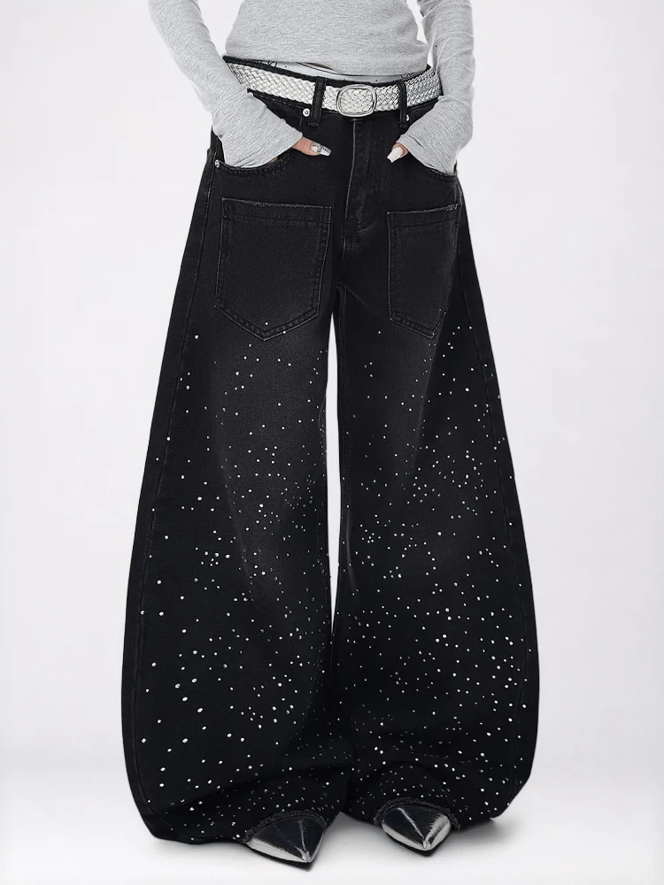 RHINESTONE BAGGY DŽÍNY - Obrázek 2