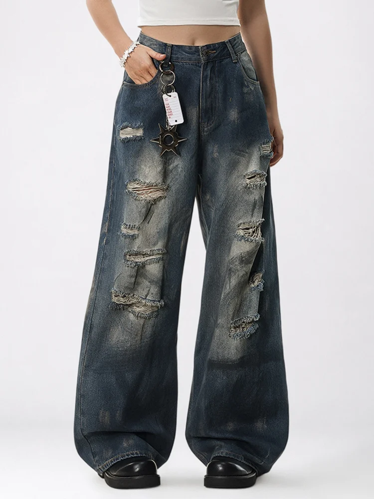 DISTRESSED VINTAGE BAGGY DŽÍNY